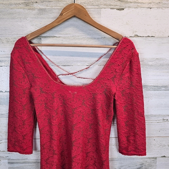 Intimately Free People Womens Square Neck Lace Top Small Pink Coquette Feminine - Picture 9 of 11